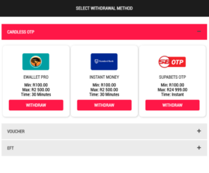 Cardless OTP withdrawal screen