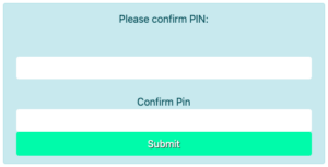 Confirm PIN screen